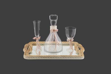 Tray carafe glass decorated 001