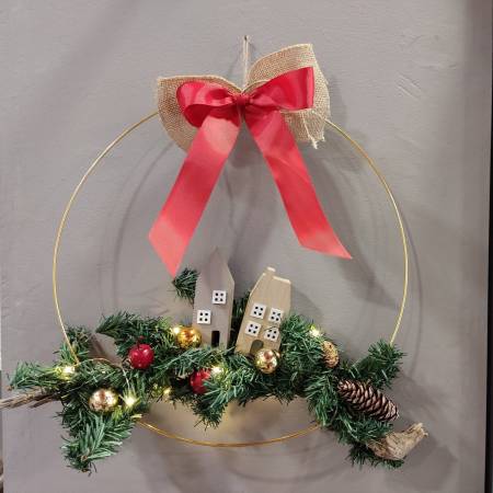 Gold metal wreath 40 cm Christmas decoration